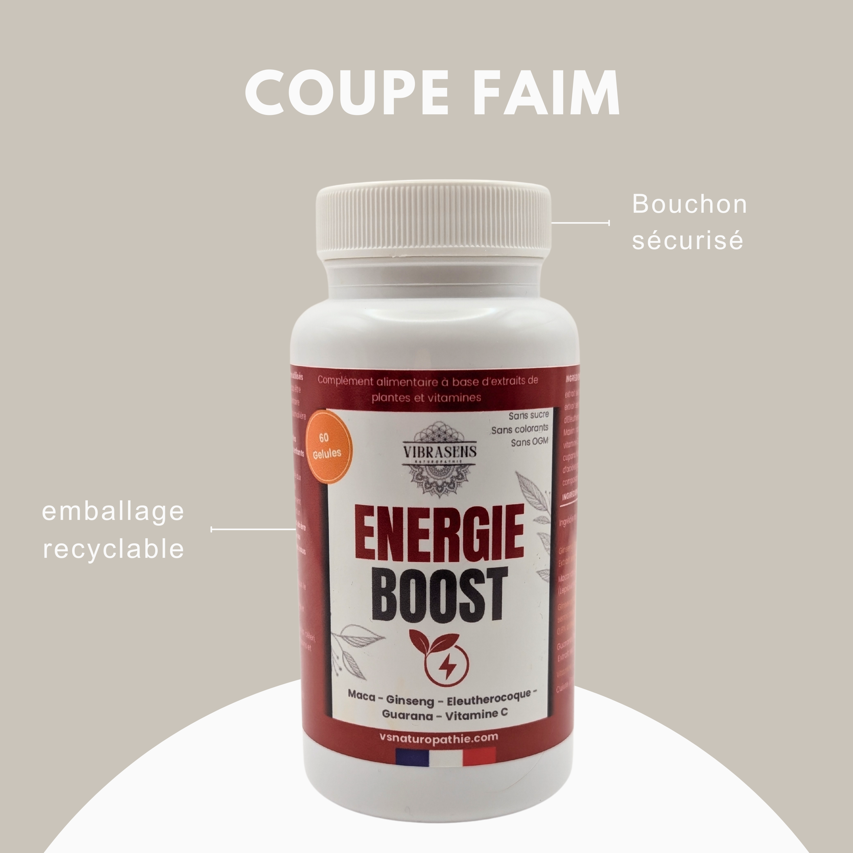 Énergie Boost & Vitalité – Maca, Ginseng, Éleuthérocoque, Guarana & Vitamine C