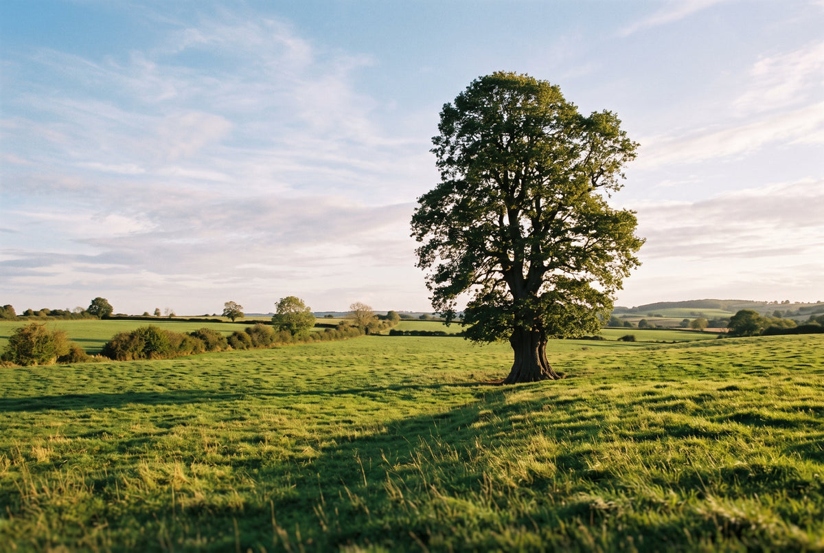 Grand orme isolé dans un champ, fleur de Bach Elm