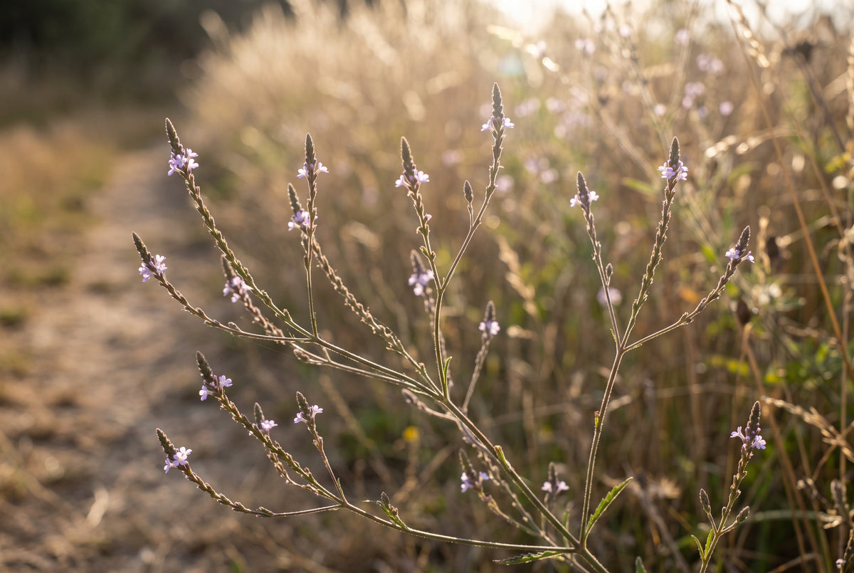 Épis de verveine officinale aux fleurs lilas, fleur de Bach Vervain