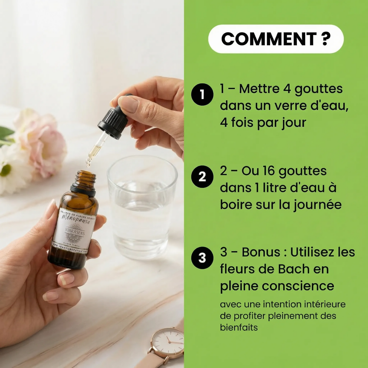 MENOPAUSE - Mélange de Fleurs de Bach | Émotions apaisées &amp; équilibre hormonal naturel