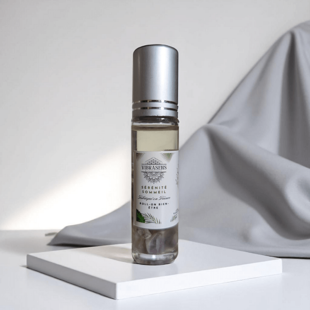 Roll-on Sérénité &amp; Sommeil – Fleurs de Bach, Huiles essentielles bio, Améthyste – 10 ml - Vibrasens Naturopathie