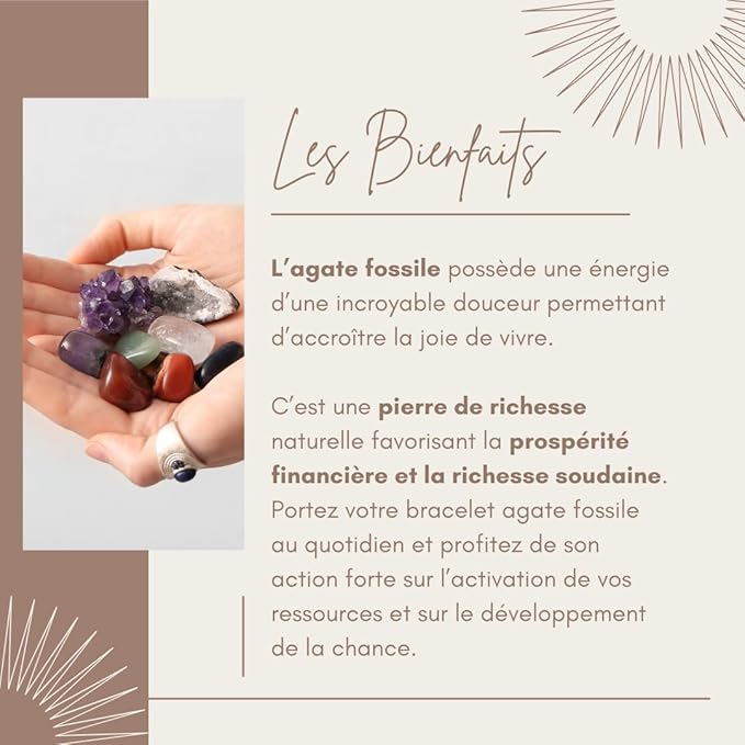 Bracelet Abondance – Agate Fossile Naturelle | Prospérité, Chance et Stabilité