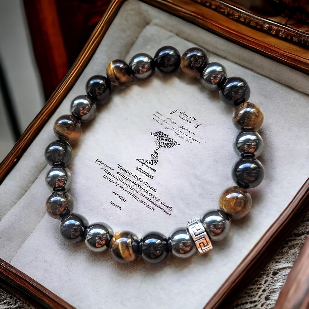Bracelet Triple Protection – Œil du Tigre, Hématite, Obsidienne