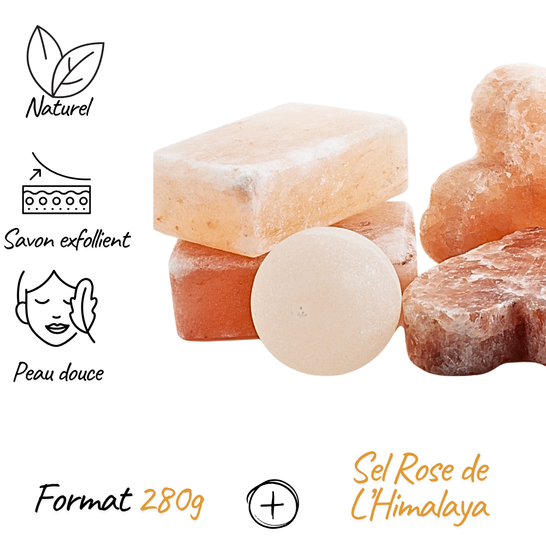 Savon au Sel Rose de l’Himalaya – 280 g – Soin Naturel Premium &amp; Exfoliant Doux
