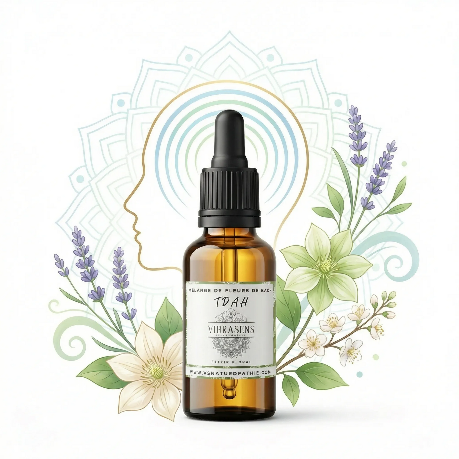 Focus et Calme - TDAH - Mélange de Fleurs de Bach | Élixir floral naturel