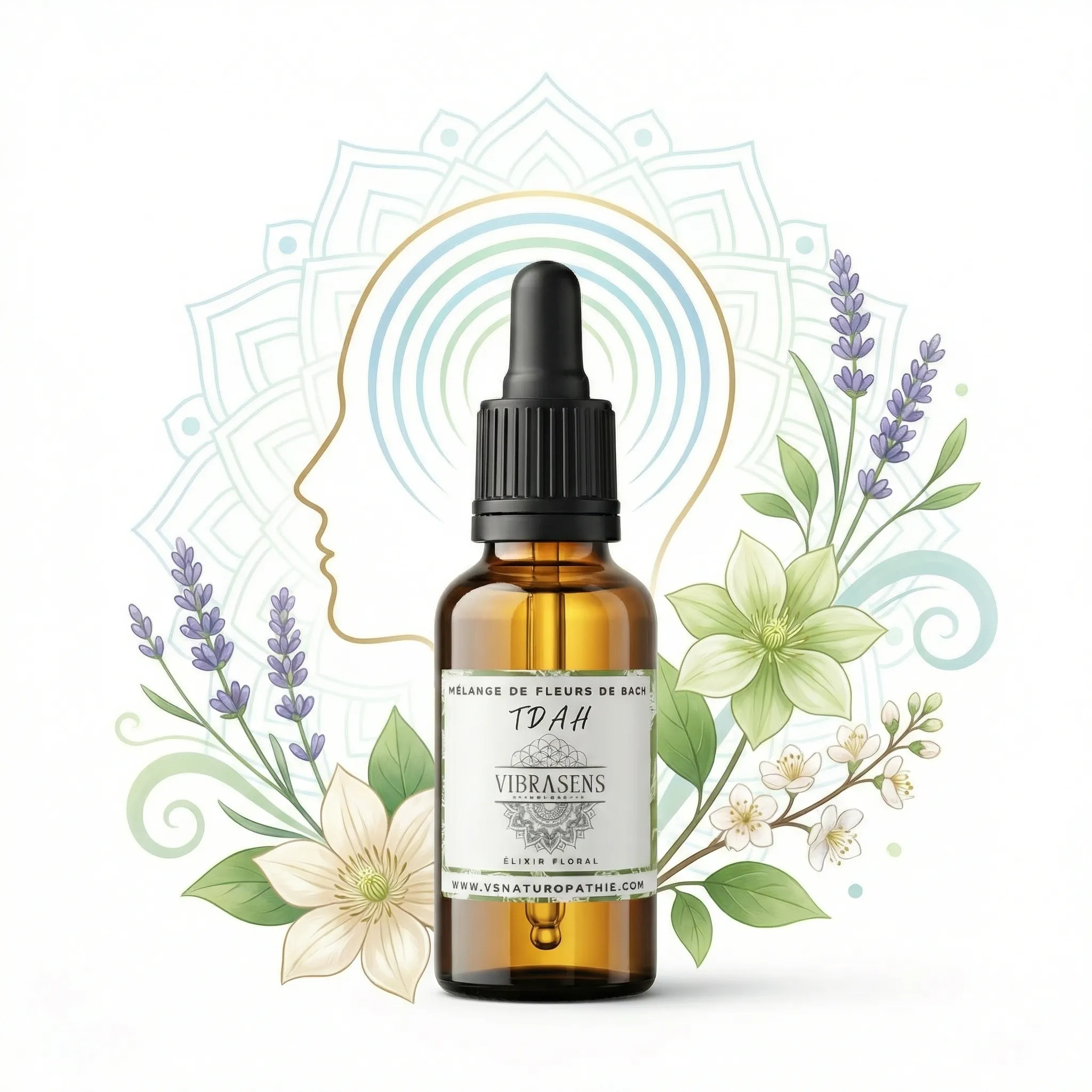 Focus et Calme - TDAH - Mélange de Fleurs de Bach | Élixir floral naturel