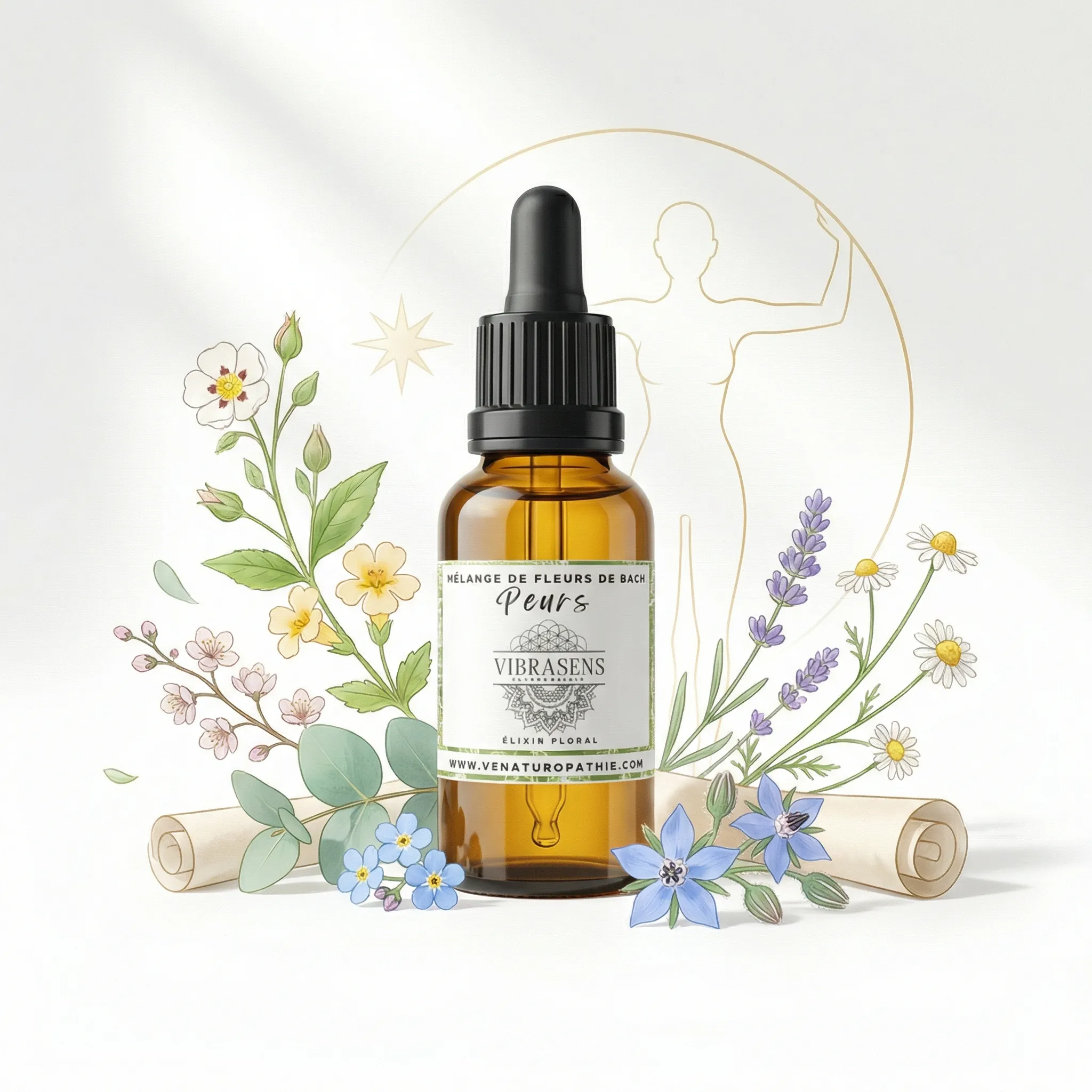 PEURS-ANXIETE - Mélange de Fleurs de Bach | Apaisement émotionnel et sécurité intérieure