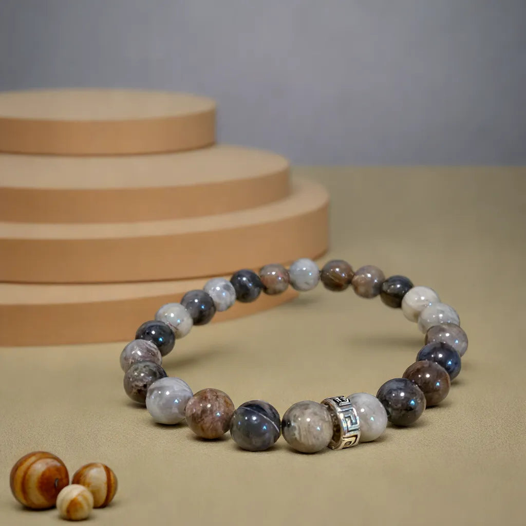Bracelet Abondance – Agate Fossile Naturelle | Prospérité, Chance et Stabilité